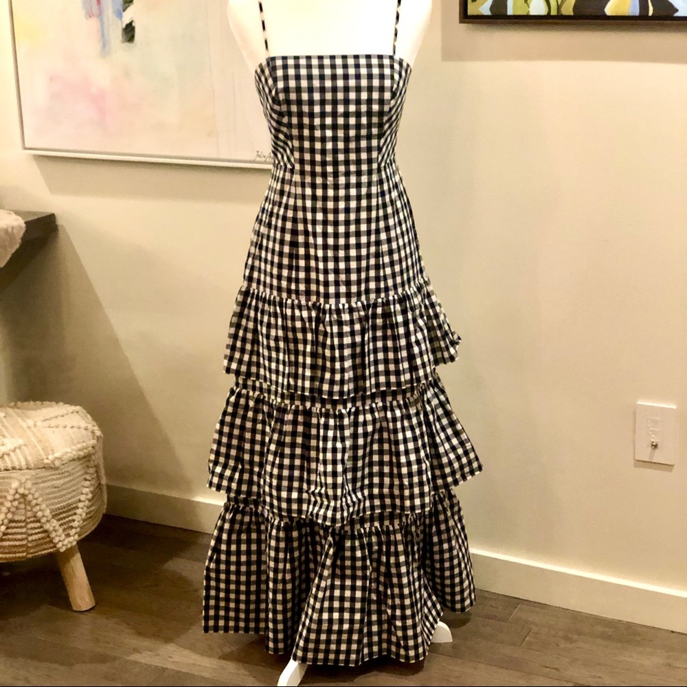 Black & white check tiered maxi dress by J CREW